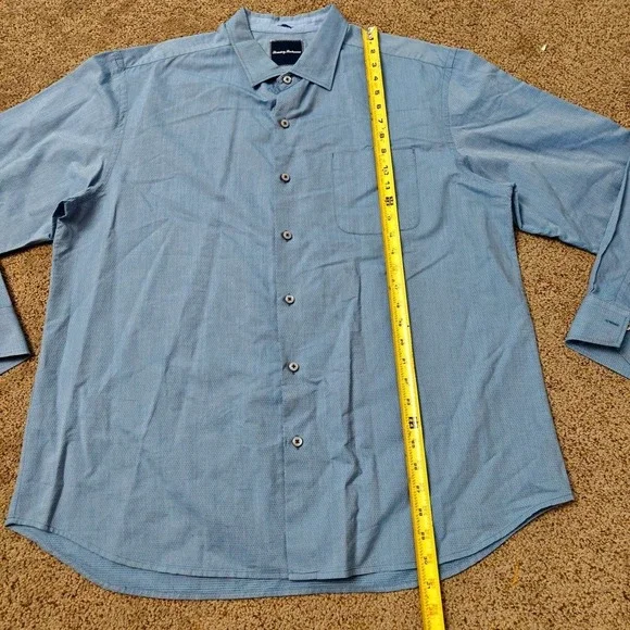 Tommy Bahama Mens XL Blue Micro Dot Cotton Long Sleeve Button Up Shirt T311801 - Picture 10 of 12